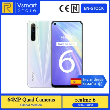 

Global Version Realme 6 Smartphone 8GB 128GB 6.5 inch 90Hz Display 64MP Quad Rear Cameras Helio G90T 4300mAh 30W Charge Phone