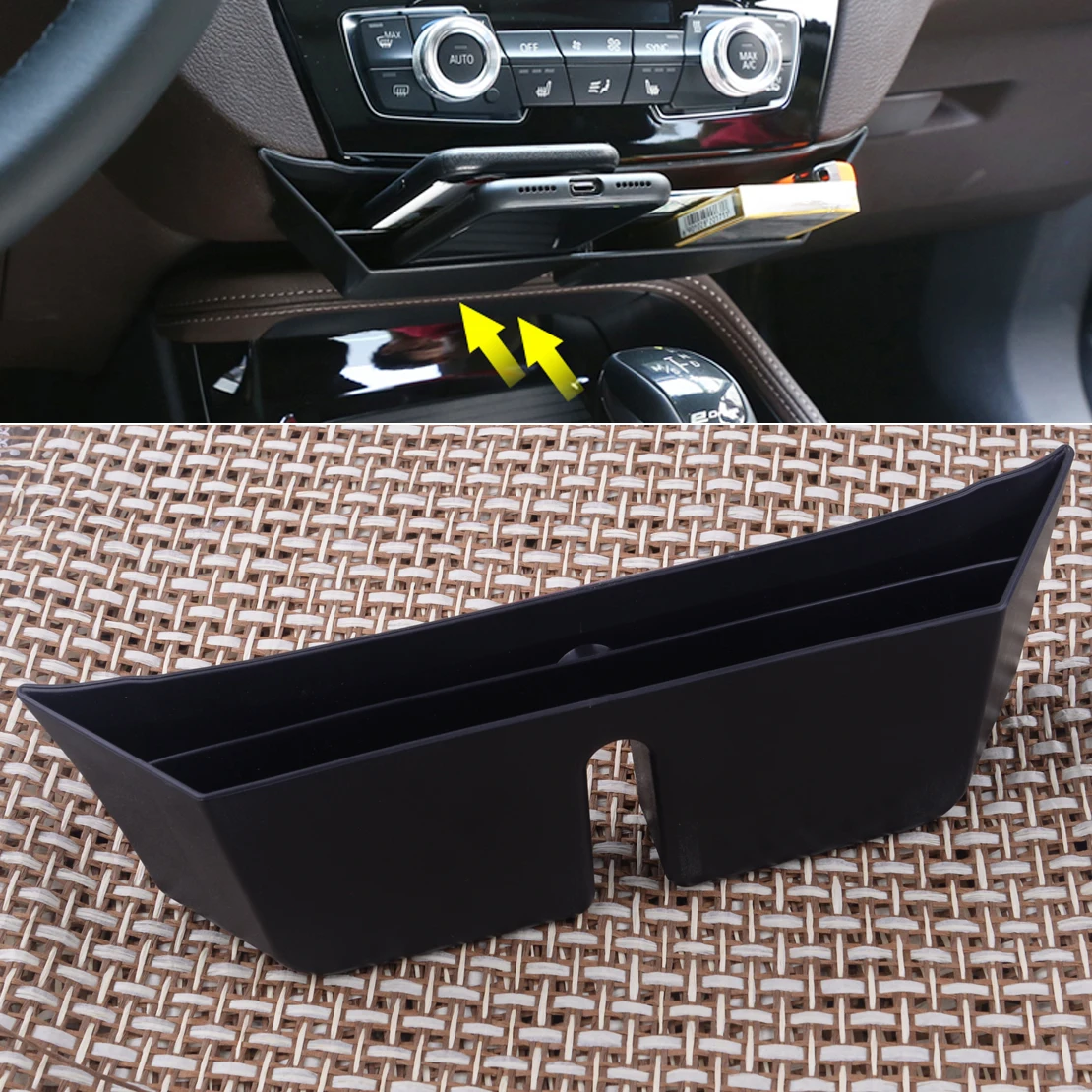 Car Black ABS Multifunction Center Console Storage Box Holder Case Organizer Fit For BMW X1 F48 2016 2017 2018