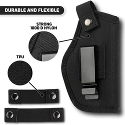 Universal OWB/IWB Holster for Concealed Carry, Right or Left - Handed (Black)