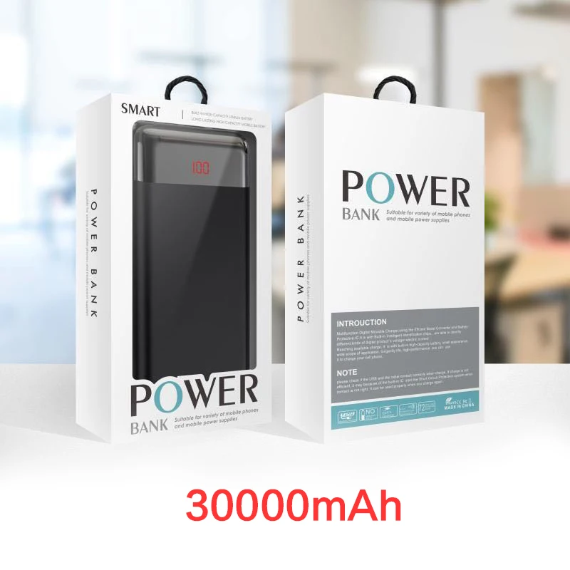 30000mAh Power Bank Portable Charging Poverbank Mobile Phone External Battery Portable Power Powerbank 30000 mAh for Xiaomi Mi