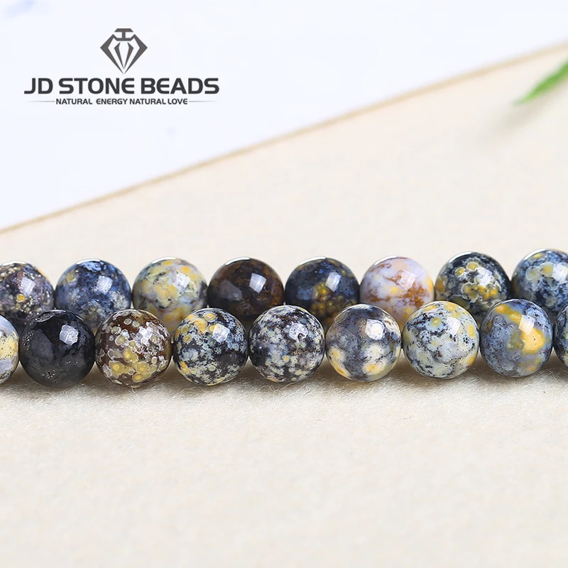 High Quality Natural Blue Ocean Stone Beads 6 8 10 pick Size  For Jewelry Making Diy Necklace