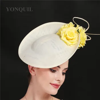

Big derby fascinator hat hair band for women fashion chapeau cap bridal mesh show race headwear with flower hair pin fedora cap