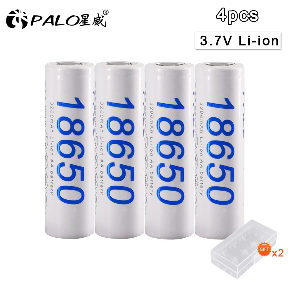

palo New Original 18650 3.7V 3200mAh 18650 Lithium Rechargeable batteries for E-cigarette flashlights