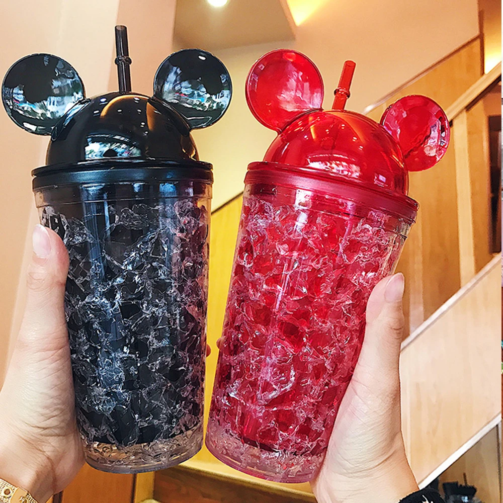 MSA 1- PCS Mickey Sipper Bottle Acrylic Frosty Plastic Glass Sipper/Tumbler  with Straw and Lid (450 ML)(Multi Color) : .in: Home & Kitchen