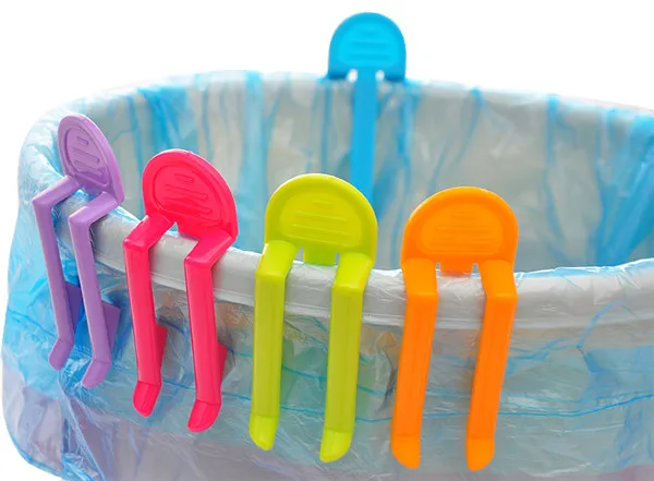 Garbage Bag Clip Candy Color Plastic anti-drop Waste Bin Bag Clip Kitchen Household Tool Trash Clip holder-1PC