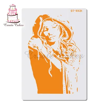 

Girl Stencil For Walls Painting Scrapbooking Stamp Album Decorative Embossing DIY Craft Paper Card Flower Template