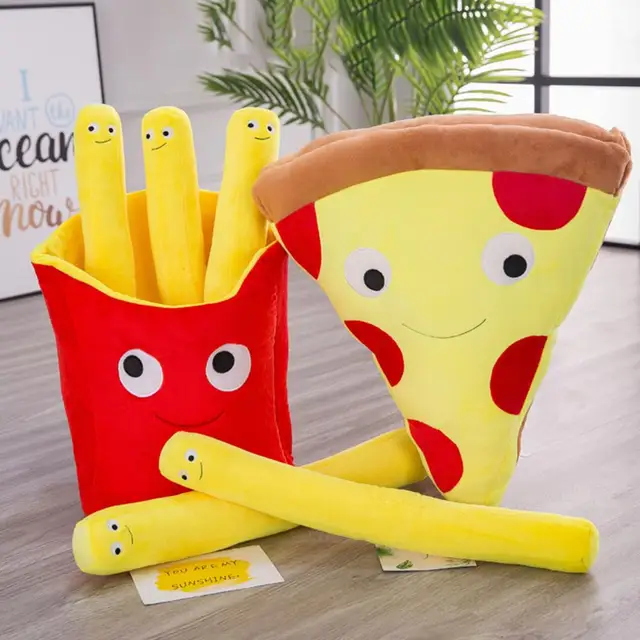 Cartoon Simulation Pizza French Fries Design Sofa Pillow Children Food Shape Stuffed Plush Doll Photography Props Home Decor 4