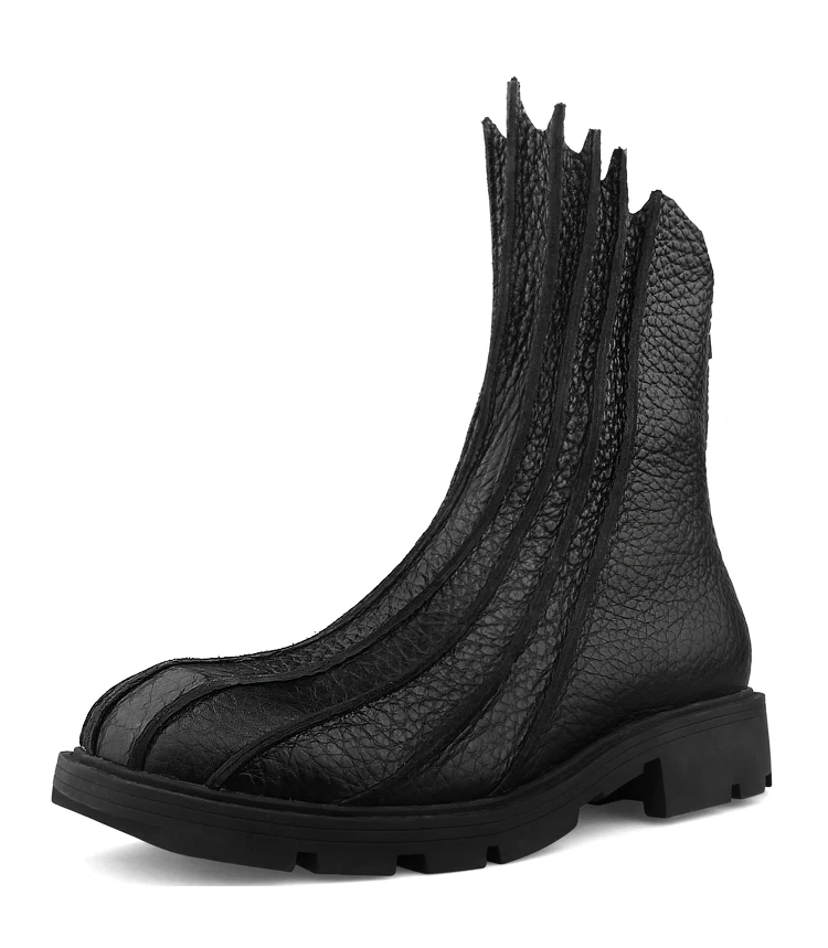 

zip Martin Boots winter Retro Genuine Leather Ankle boots High Top Round toe Fashion Men Boots