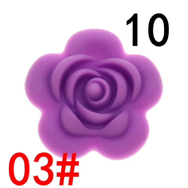 03 Medium Purple ATOB 10 шт. Детские Прорезыватели для зубов цветок Детские Силиконовые Прорезыватели Bpa бесплатно Diy Уход за ребенком жевательное ожерелье из бисера кремния BPA бесплатно - Цвет: 03 Medium Purple
