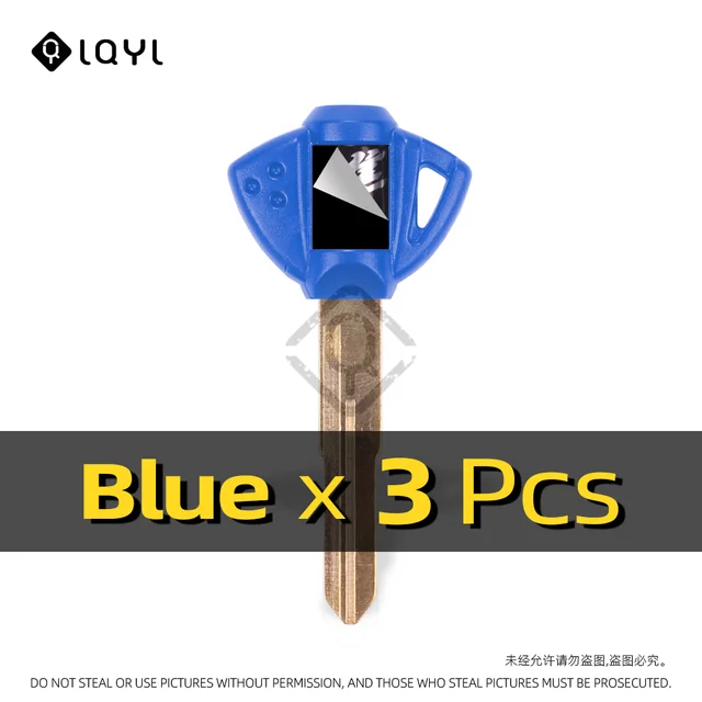3Pcs Motorcycle Key Uncut Blank Replacement Keys For Suzuki GSX600F GSR750 GSX750F GSXR600 GSXR750 GSXR1000 GSXR1300 SV650 GSX-R 3 PCS Blue H