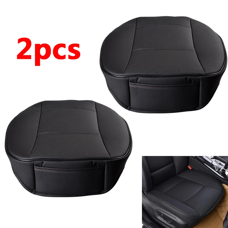 Универсальный 3D полный окруженный чехол для переднего сиденья автомобиля из искусственной кожи роскошный протектор сиденья Подушка черный бежевый чехол на переднее кресло - Название цвета: 2PCS Black