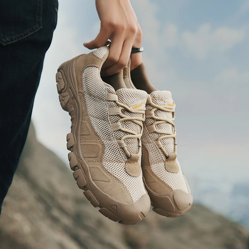 

Outdoor Mesh Light Women Mens Hiking Shoes High Quality Mountain Climbing Shoes Boy Hunting Boots Waterproof Shoes Large Size 46
