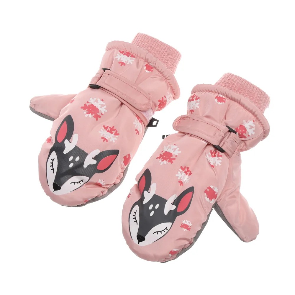 Новинка; милые детские лыжные перчатки с рисунком лисы; зимние толстые бархатные вязаные варежки; водонепроницаемые ветрозащитные нескользящие спортивные перчатки для улицы
