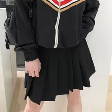 Женская плиссированная юбка, осенняя женская повседневная спортивная однотонная мини-юбка