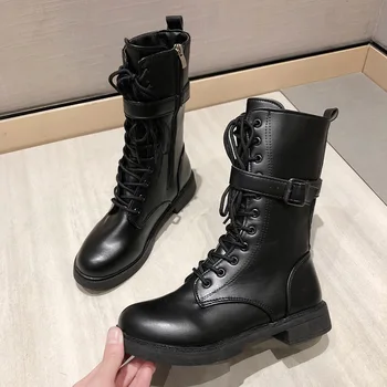 

New Autumn martin lace-up boots short Ankle zipper shoes Leather pu women quality Breathable wedges platform boots