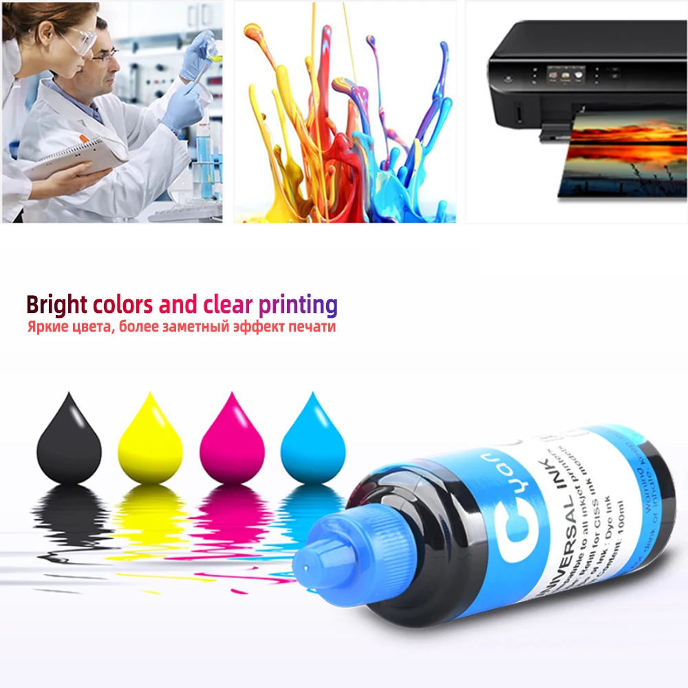 Universal Ink Cartridges Continuous ink supply system Refill Kit Compatible for HP Compatible for Canon Black Color Printer