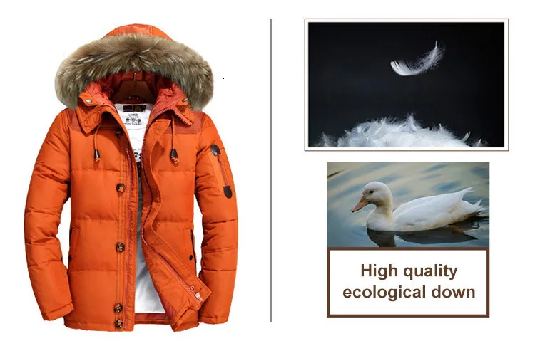 Пуховое пальто, мужская зимняя куртка, толстое теплое меховое пальто с капюшоном, белоснежная парка на утином пуху, ветровка, Doudoune Homme
