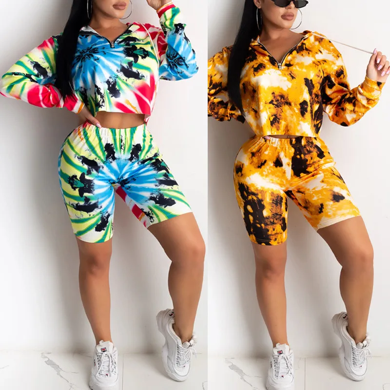 Женский спортивный костюм из 2 предметов повседневный топ на молнии с длинным