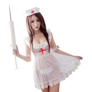 

Cosplay Nurse Sexy Lingerie Porno Lace Sexy Underwear Women Erotic Costumes Erotic Babydolls Lenceria Transparent Dresses+T-Back