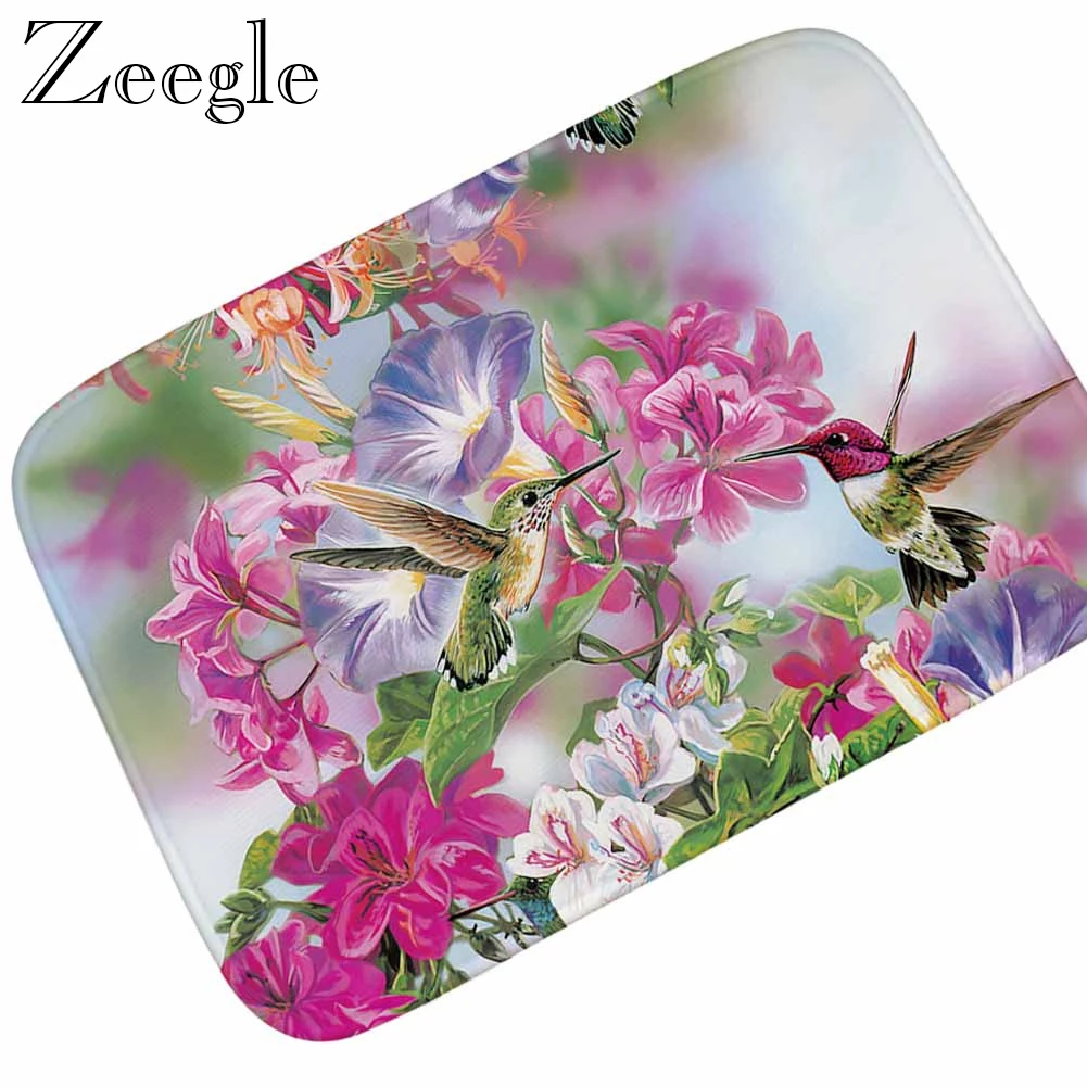 Zeegle Floor Mat Doormat Flannel Bathroom Carpet Non-slip Outdoor Mat Kitchen Rug Absorbent Shower Carpet Foot Mat Hallway Rug