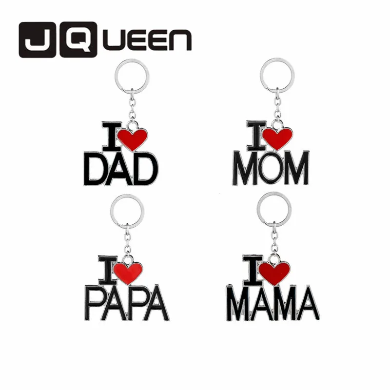 JQUEEN Family Pendant Keychain I Love MAMA/MOM/DAD/PAPA Letter Bag Rings Souvenir Jewelry | Украшения и аксессуары