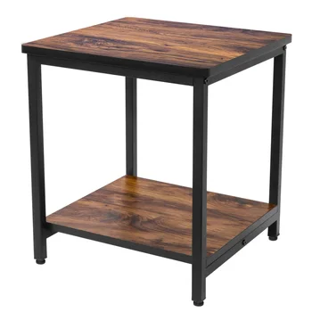 

HOMEMAXS Square End Table Vintage 2-Tier Side Table with Storage Shelf 40x40x45cm