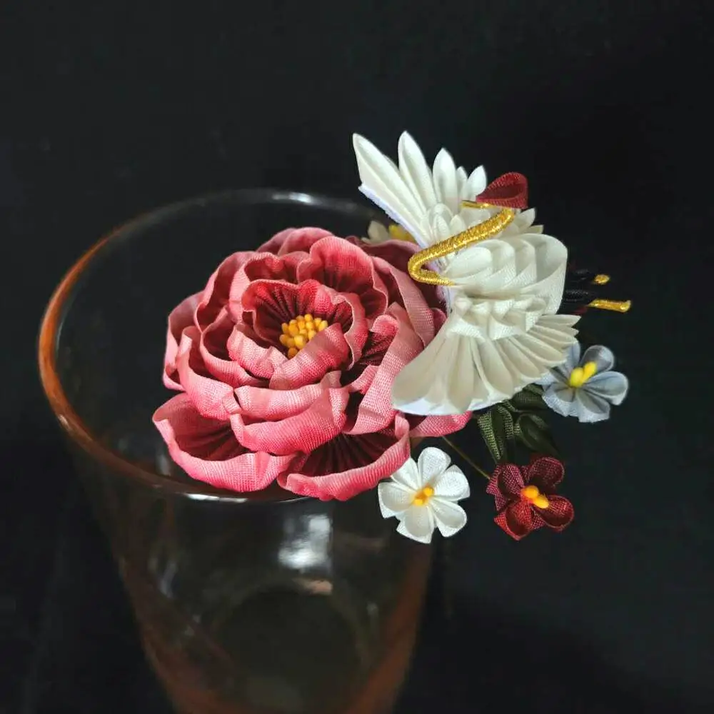 Традиционная японская женская Вуалетка для волос kanzashi LALAVARA заколки с белым