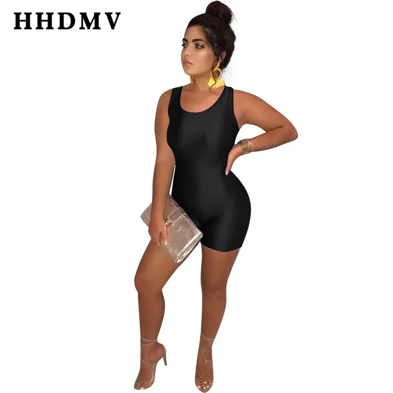 

HHDMV 2019 women sleeveless round neck vest type simple there is no decoration beach style wind jumpsuits short pants GQM13671