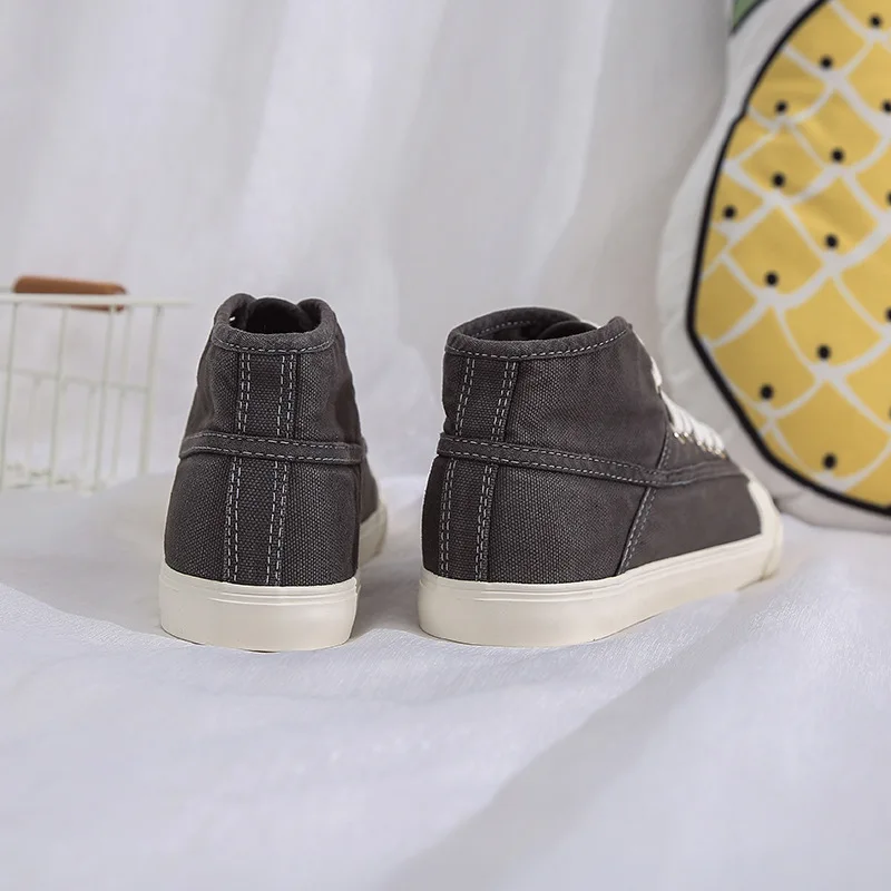 

2019 Autumn New Style Korean-style Canvas Shoes Casual Versatile Hight-top Women's STUDENT'S Shoes Flat Black Lace-up Fashion Cl