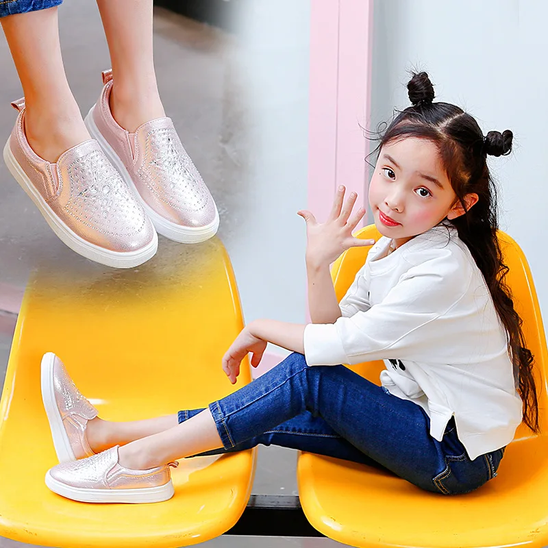 

CHILDREN'S Shoes 2018 Spring New Style Flat Casual Man-made Diamond Children Sports Shoes Lazy Versatile Fashion Nursing Sneaker