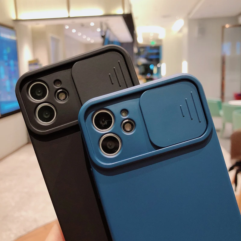 Funda de silicona líquida para protección de lente de cámara de iPhone, protector de lente push and Pull para iPhone 11 12 Pro Max 8 7 6 6s Plus Xr Xs Max X Xs 12