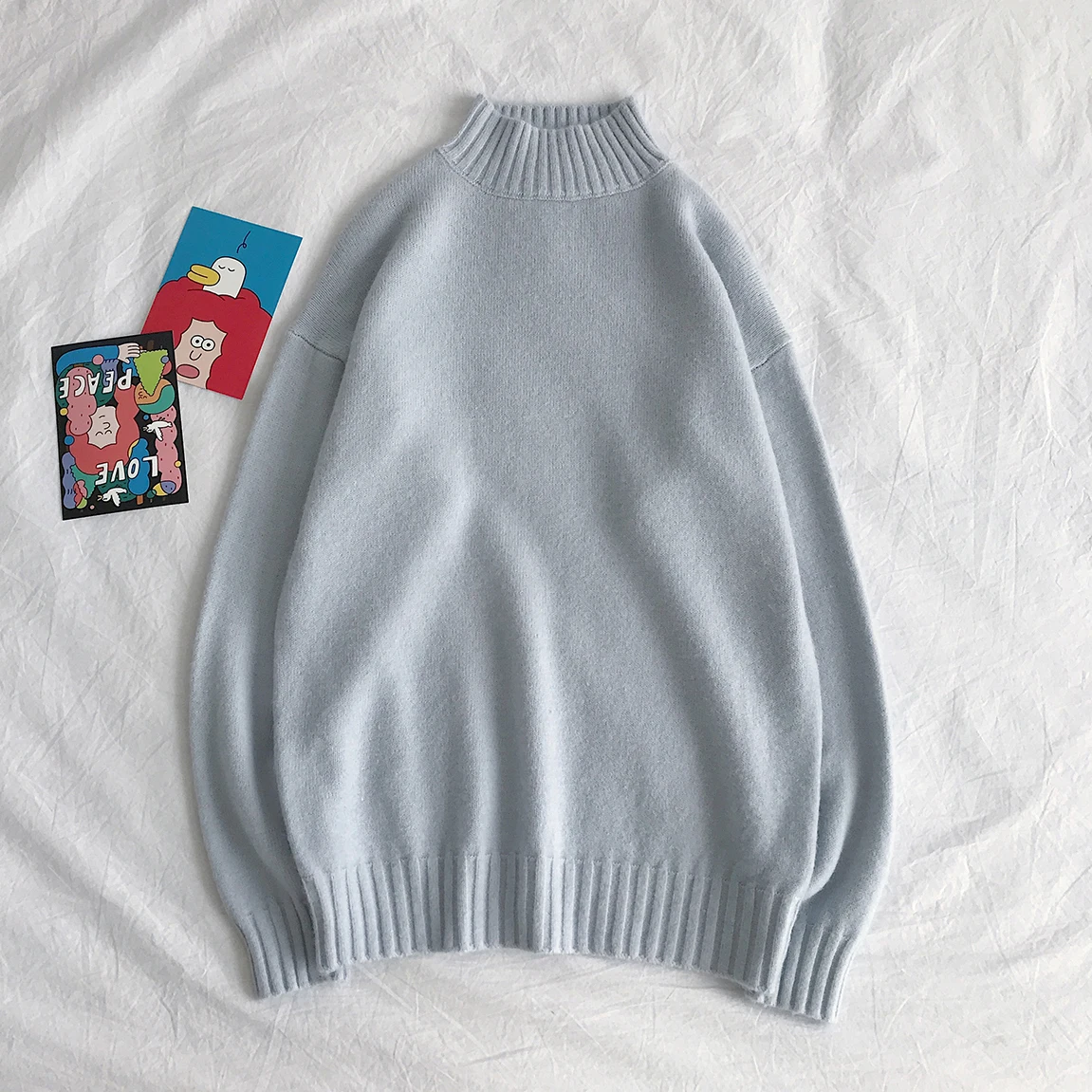 Privathinker осень зима женские свитера с высоким воротом женские повседневные Мягкие свитера с высоким воротом женские модные яркие пуловеры - Цвет: LightGray(AsianSize)