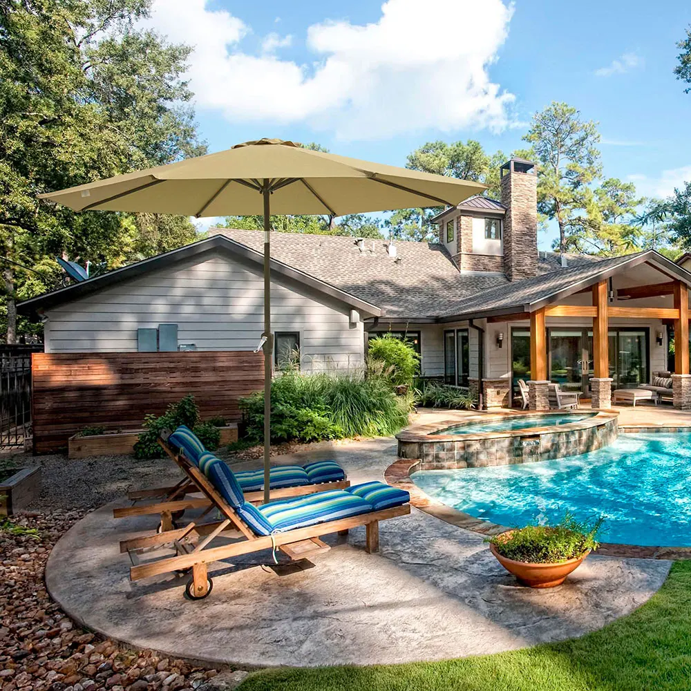 Yestarry 9ft Outdoor Patio Umbrella 8 Rib Market Umbrella Uv50 Fade Resistant With Crank And Tilt Tan Olefin Umbrellas Aliexpress