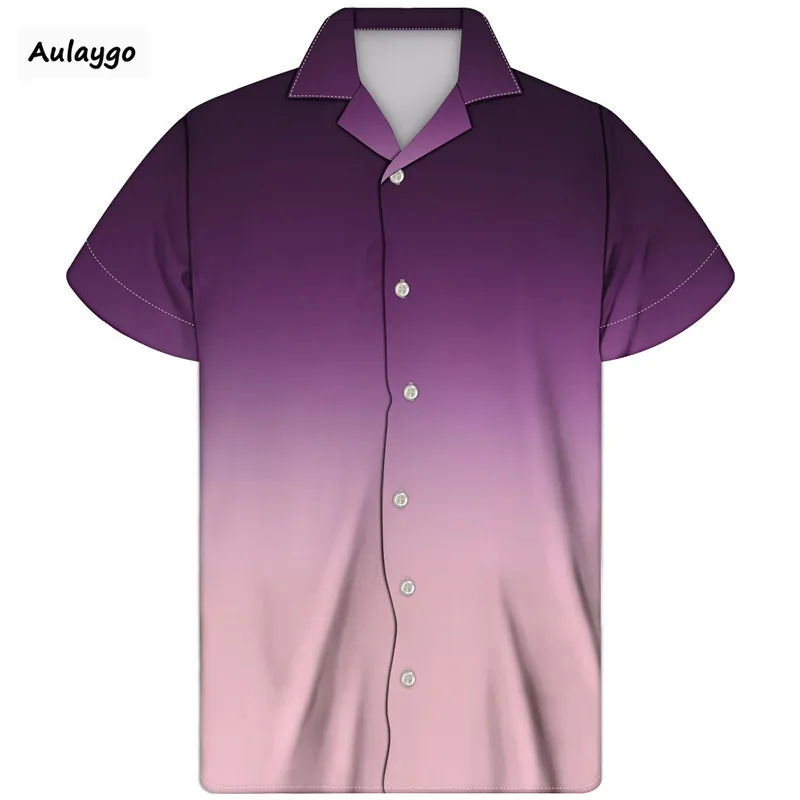 

Men Shirt Turn-down Collar Hawaii Style Blouse 2020 Summer Gradation Casual Clothes Cuban Guayabera Shirt For Kid Camisas Hombre