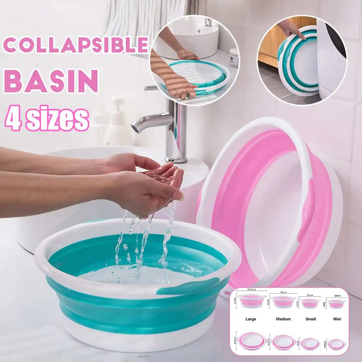 New Folding Bucket Portable Collapsible Basins Car Washing Tool Vegetable Fruit Basin High