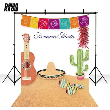 

DAWNKNOW Cartoon Cactus Vinyl Photography Background For Baby Guitar Photo Shoot Backdrop For Wedding Photo Studio lv-400