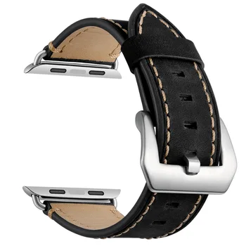 

Men Genuine Leather Watch Band Strap For Apple Watch Series 1/2/3/4/5 Replacement Band Sport Leather Wrist Strap 38/42mm