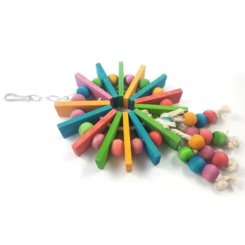 

Pet Parrot Toys Wooden Hanging Cage Toys for Parrots Bird Funny Hanging Standing Toy Pet Bird Training Supplies