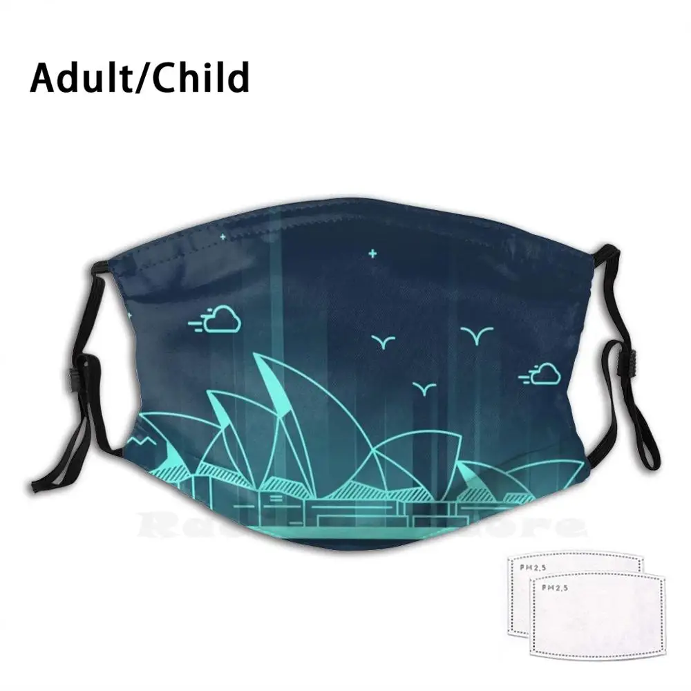 The Sydney Opera House Australia Adult Kids Anti Dust Filter Diy Mask Landmark Travel | Аксессуары для одежды