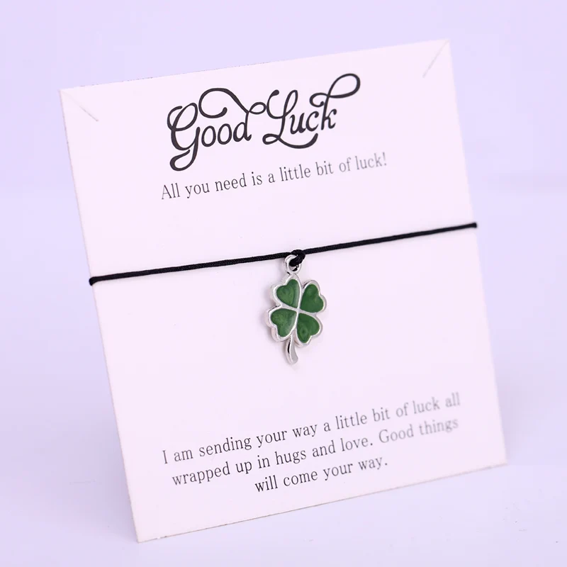 Lucky Four-Leaf Clover Fortune Shamrock Adjustable Charm Bracelets Horseshoe Women Men Unisex Girl Fashion Jewelry Chrismas Gift bracelet jewelry shell charm bracelets
