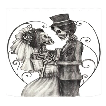 

Shower Curtain Set Bathroom Mat With Floor Mat Toilet Mat Halloween Printing European And American Romantic Style