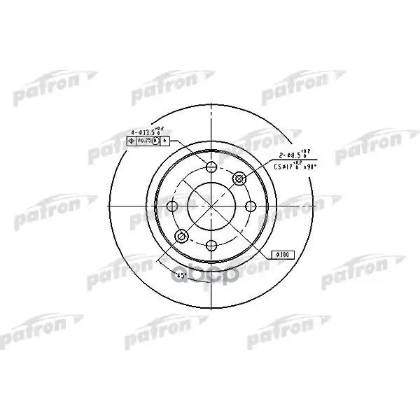 Диск Тормозной Передн Lada Largus 1.6 Без Abs, Renault Clio/Megane/R19 1.4-1.9tdi 90 PATRON арт. PBD2586