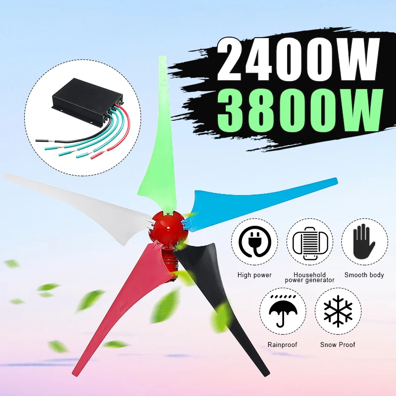

4000W/5000W Wind for Turbine Generator 5 Blade 12V/24V With Wind Controller Set 15 years Life Green Power Mounting Accessories