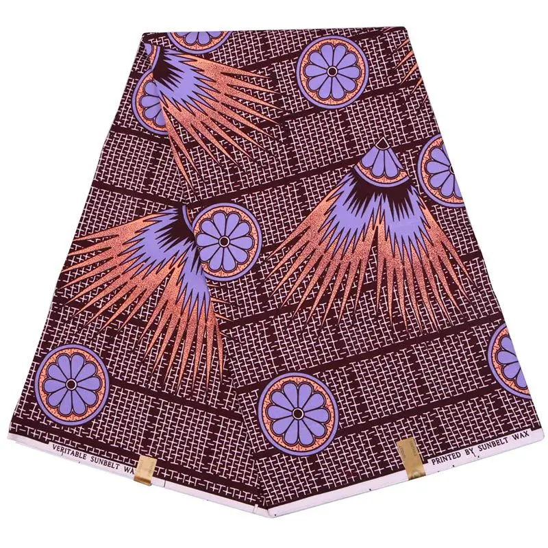 New Arrivals Fashion Design African Guaranteed Real Dutch Wax Purple Flower Printed Fabric