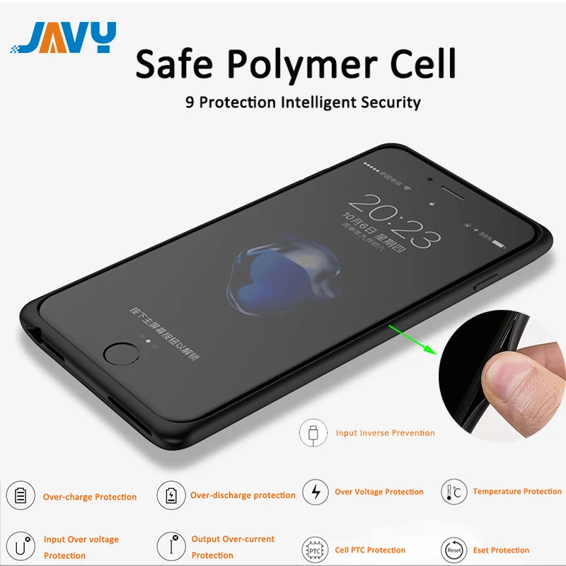 JAVY портативное зарядное устройство для iPhone 6 6S 7 8 Plus X XS чехол батареи ультра