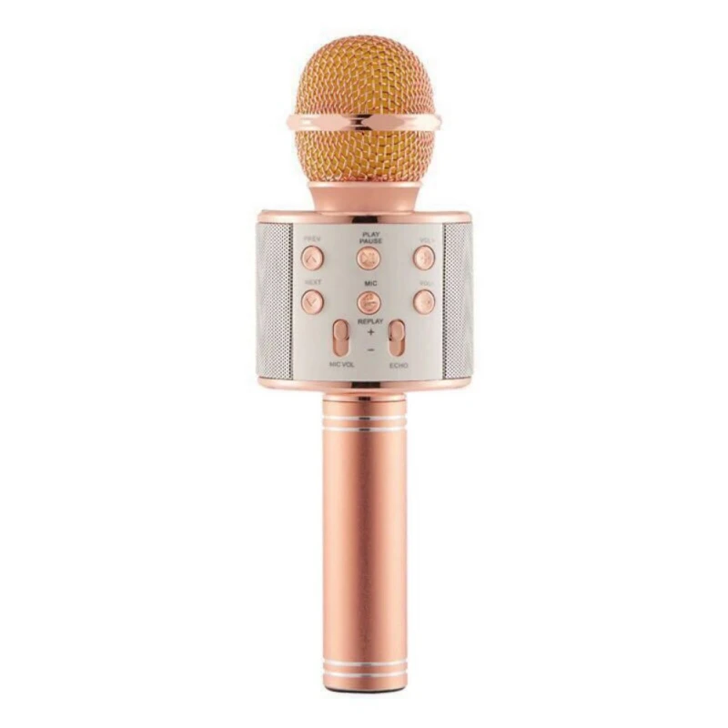 Rose Gold EDAL WS-858, беспроводной Bluetooth, караоке, ручной микрофон, USB, KTV, микрофон, плеер, Bluetooth, микрофон, динамик, запись музыки, микрофон - Цвет: Rose Gold