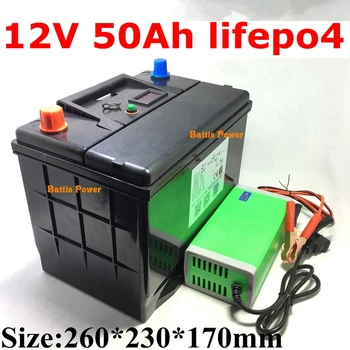 

12V 12.8V 50AH LiFePo4 LFP lithium battery BMS 4S 12.8v for go cart backup power inverter RV speaker inverter +5A Charger
