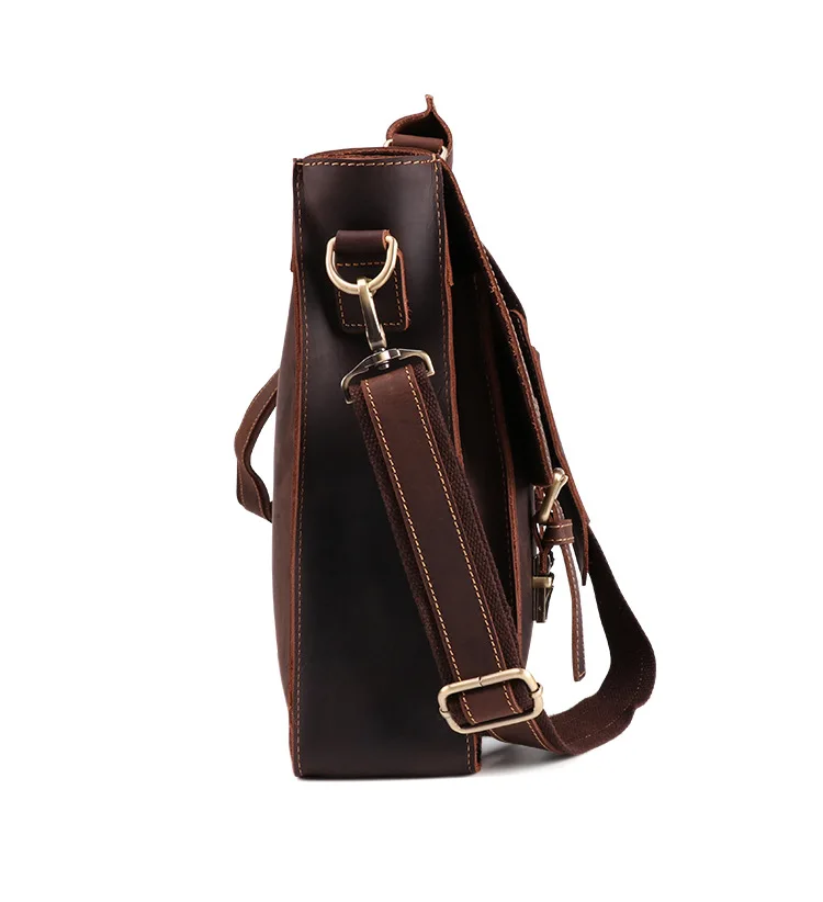 New business men's leather briefcase men handbags 15.6 inch computer bag crazy horse leather retro laptop bag male travel bags