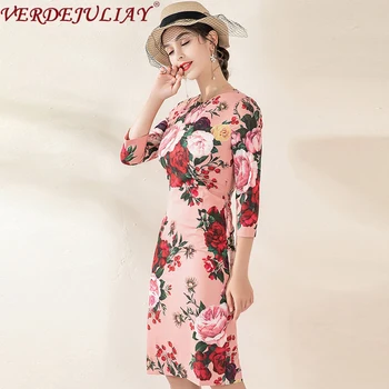 

VERDEJULIAY Office Ladies Dress 2020 Spring Autumn New Fashion Full Sleeve Sweety Dress Bodycon Slim Midi Dress Vestidos