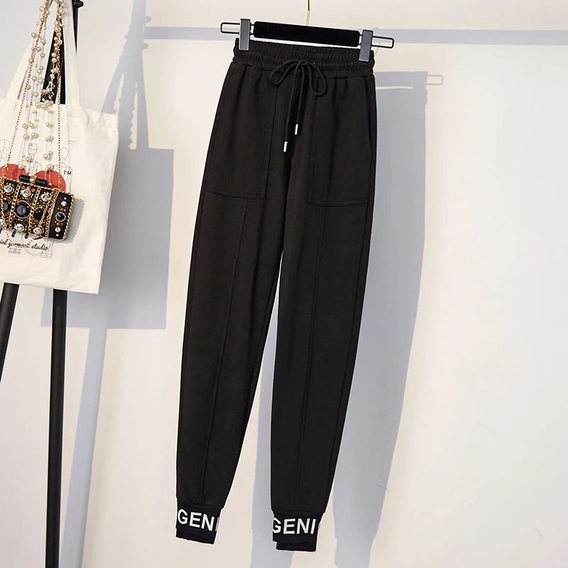 Large size women's hooded sweatshirt+ elastic waist casual pants autumn new loose sports suit sweatshirt two-piece suit